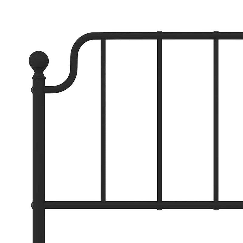 Metal Bed Frame without Mattress with Headboard Black 135x190 cm