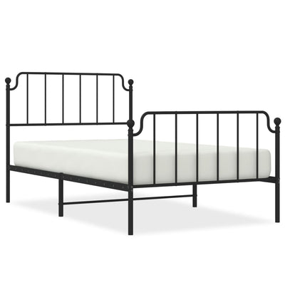 Metal Bed Frame without Mattress with Footboard Black 107x203 cm King Single