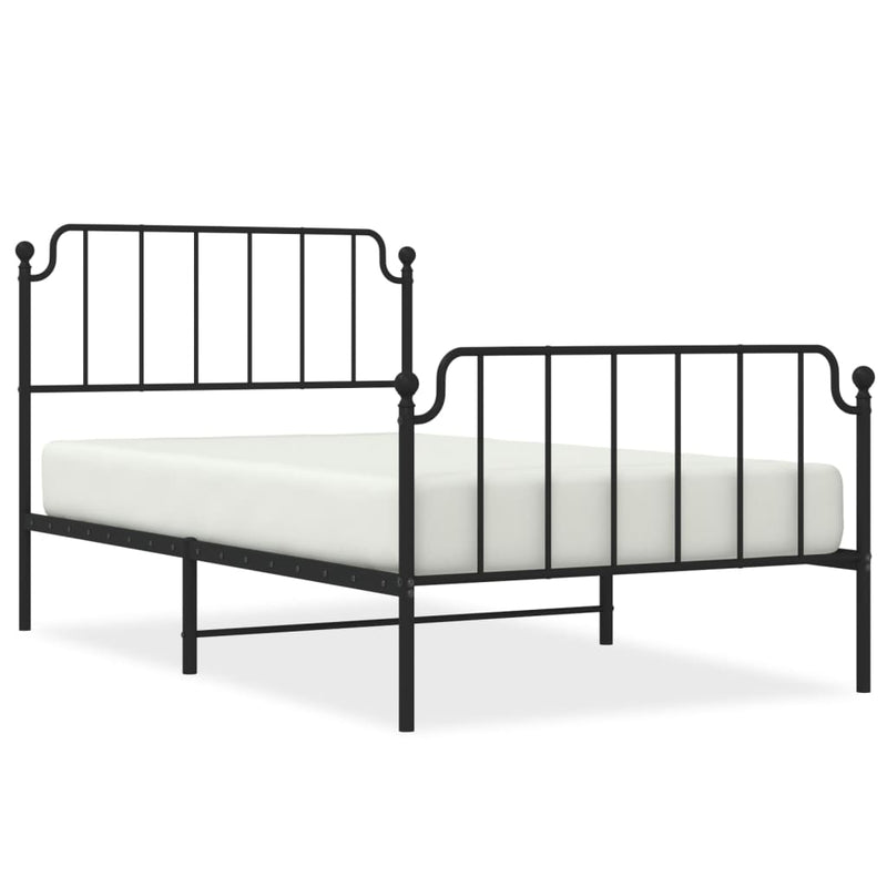 Metal Bed Frame without Mattress with Footboard Black 107x203 cm King Single