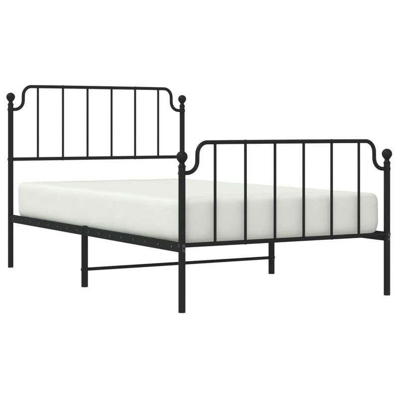 Metal Bed Frame without Mattress with Footboard Black 107x203 cm King Single