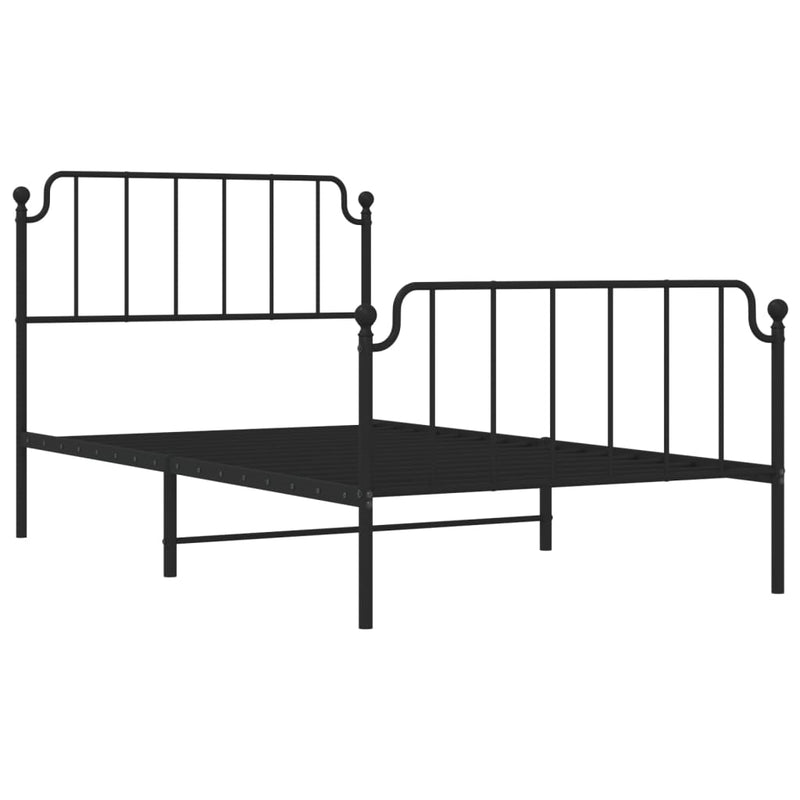 Metal Bed Frame without Mattress with Footboard Black 107x203 cm King Single