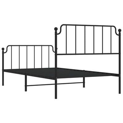 Metal Bed Frame without Mattress with Footboard Black 107x203 cm King Single