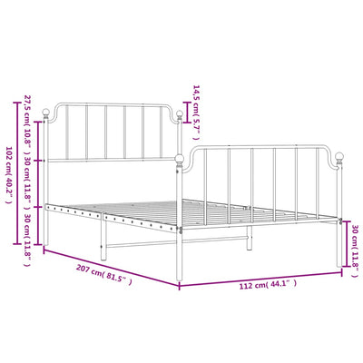 Metal Bed Frame without Mattress with Footboard Black 107x203 cm King Single