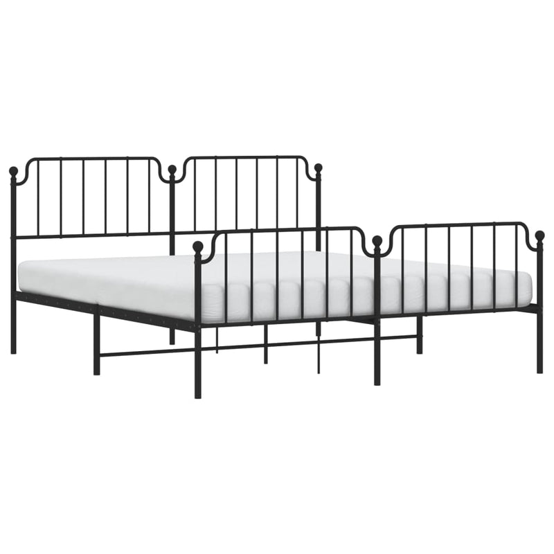 Metal Bed Frame without Mattress with Footboard Black 183x203 cm King