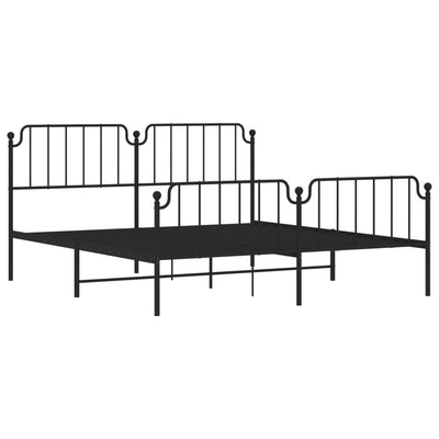 Metal Bed Frame without Mattress with Footboard Black 183x203 cm King