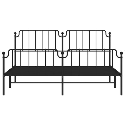 Metal Bed Frame without Mattress with Footboard Black 183x203 cm King