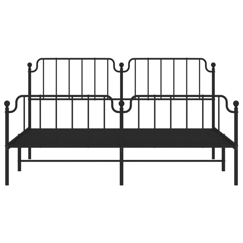 Metal Bed Frame without Mattress with Footboard Black 183x203 cm King