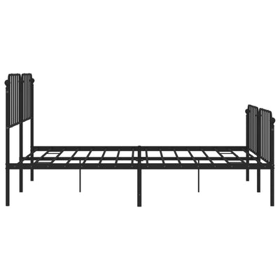 Metal Bed Frame without Mattress with Footboard Black 183x203 cm King