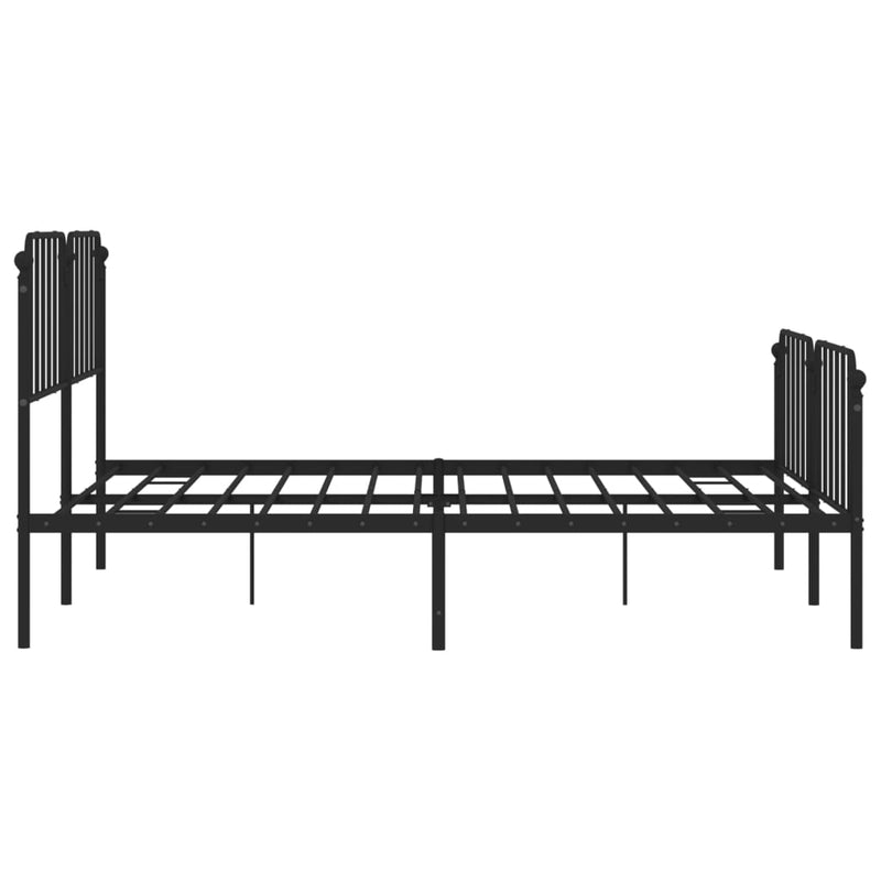 Metal Bed Frame without Mattress with Footboard Black 183x203 cm King