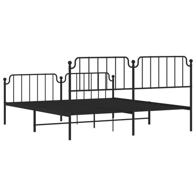 Metal Bed Frame without Mattress with Footboard Black 183x203 cm King