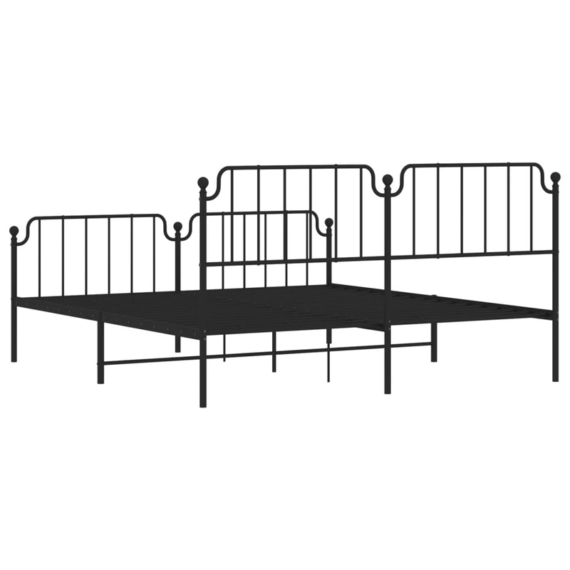 Metal Bed Frame without Mattress with Footboard Black 183x203 cm King