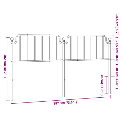 Metal Headboard Black 183 cm King