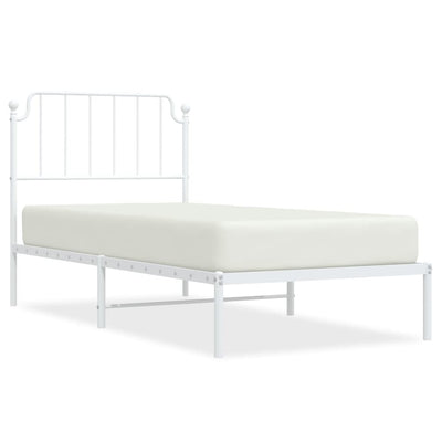 Metal Bed Frame without Mattress with Headboard White 90x190 cm