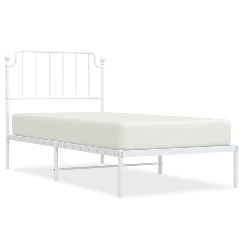 Metal Bed Frame without Mattress with Headboard White 90x190 cm