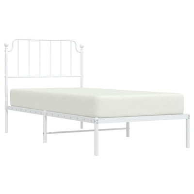 Metal Bed Frame without Mattress with Headboard White 90x190 cm