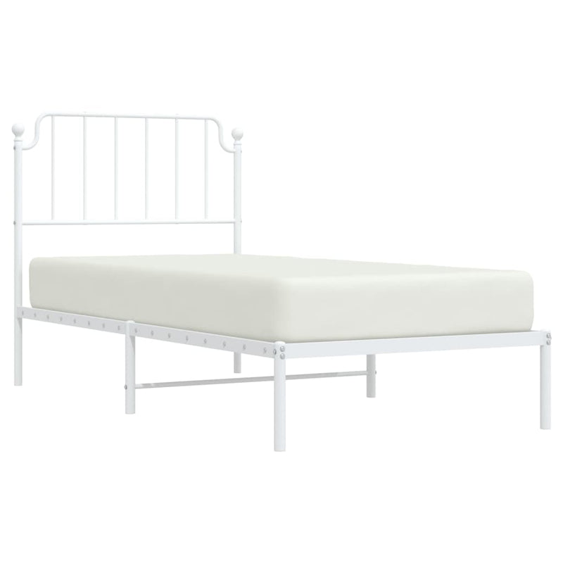 Metal Bed Frame without Mattress with Headboard White 90x190 cm