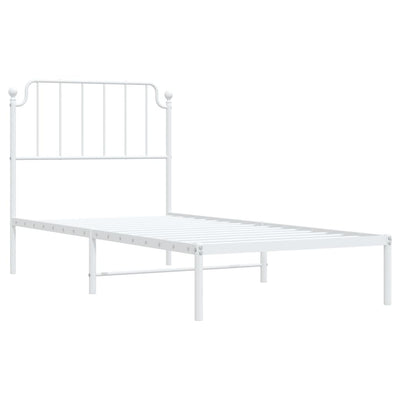 Metal Bed Frame without Mattress with Headboard White 90x190 cm