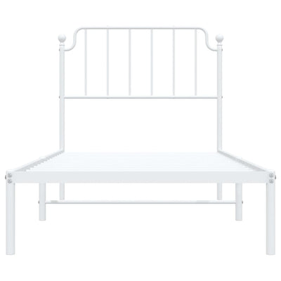 Metal Bed Frame without Mattress with Headboard White 90x190 cm