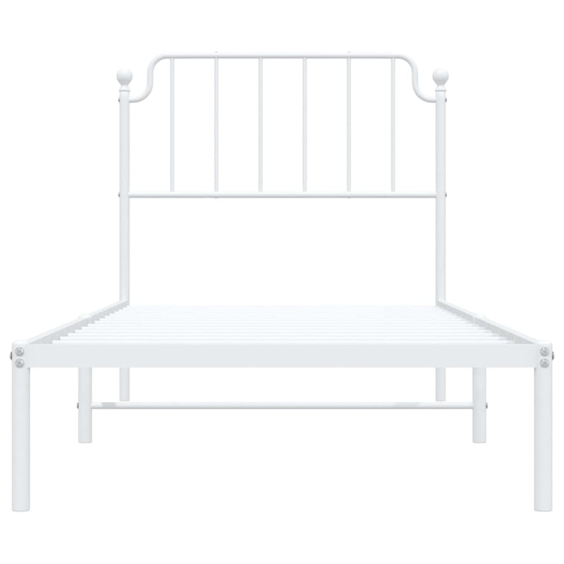 Metal Bed Frame without Mattress with Headboard White 90x190 cm