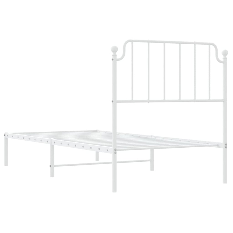 Metal Bed Frame with Headboard White 92x187 cm Single Size