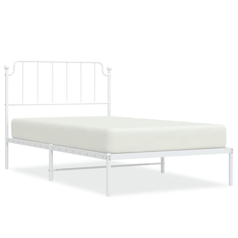 Metal Bed Frame without Mattress with Headboard White 107x203 cm King Single