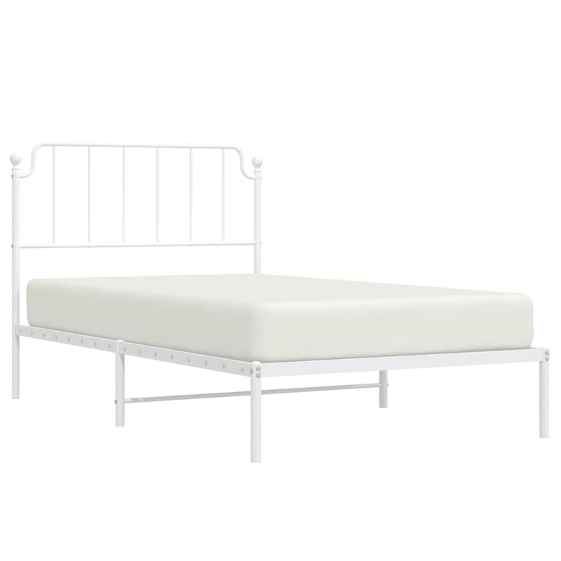 Metal Bed Frame without Mattress with Headboard White 107x203 cm King Single