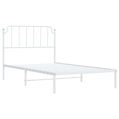 Metal Bed Frame without Mattress with Headboard White 107x203 cm King Single