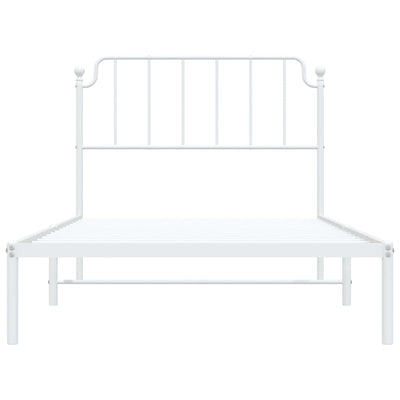 Metal Bed Frame without Mattress with Headboard White 107x203 cm King Single