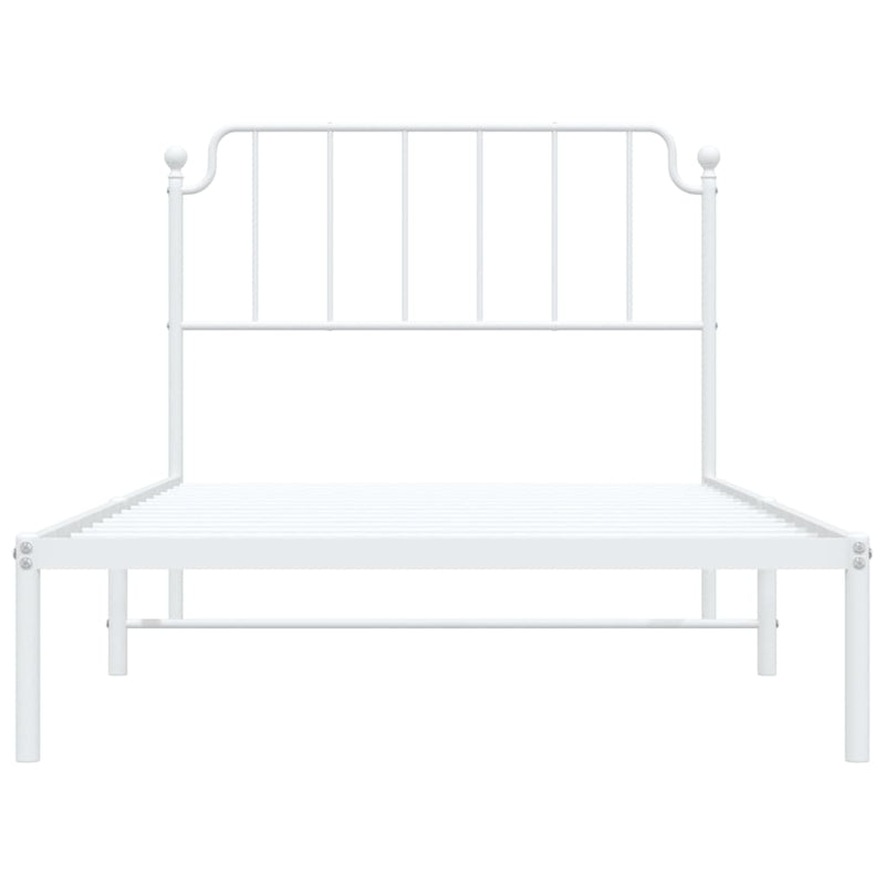 Metal Bed Frame without Mattress with Headboard White 107x203 cm King Single