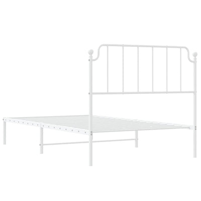 Metal Bed Frame without Mattress with Headboard White 107x203 cm King Single