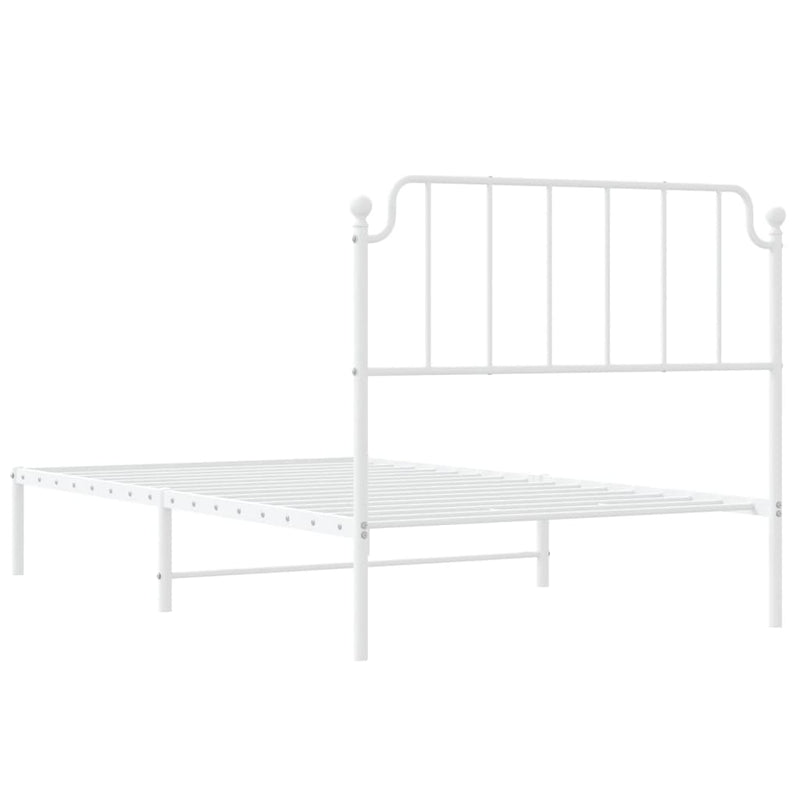 Metal Bed Frame without Mattress with Headboard White 107x203 cm King Single