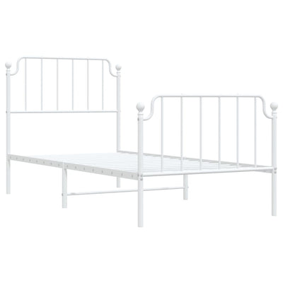 Metal Bed Frame with Headboard and Footboard White 92x187 cm Single Size