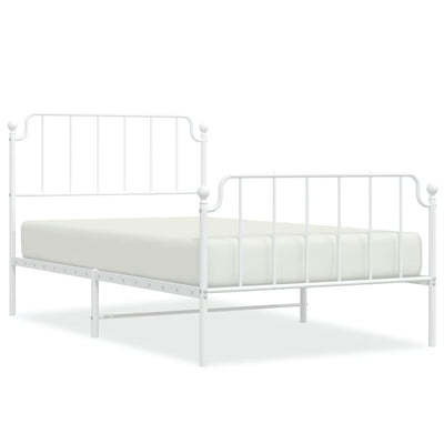 Metal Bed Frame without Mattress with Footboard White 107x203 cm King Single