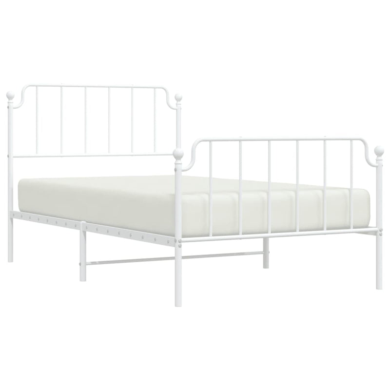 Metal Bed Frame without Mattress with Footboard White 107x203 cm King Single