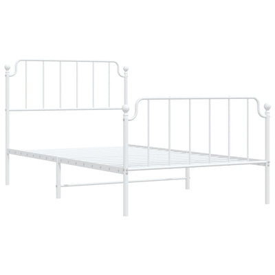 Metal Bed Frame without Mattress with Footboard White 107x203 cm King Single