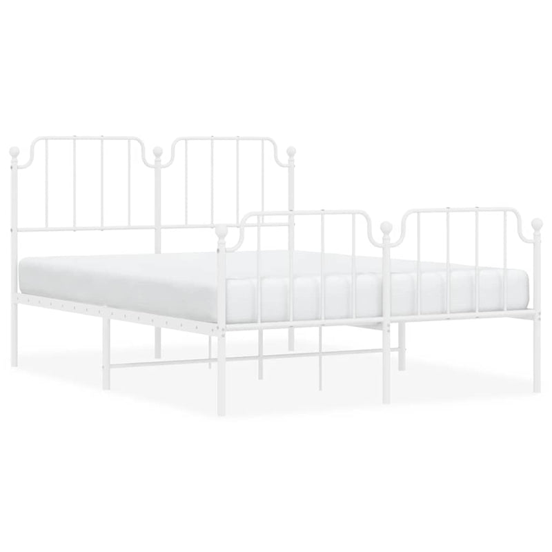 Metal Bed Frame without Mattress with Footboard White 135x190 cm