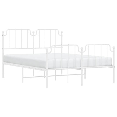 Metal Bed Frame without Mattress with Footboard White 135x190 cm