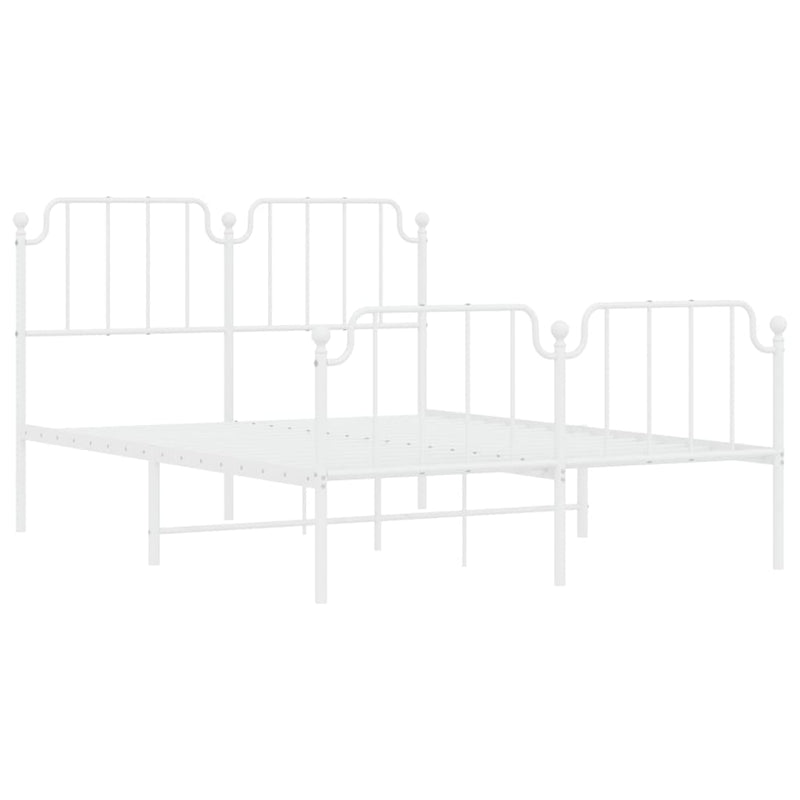 Metal Bed Frame with Headboard and Footboard White 135x190 cm