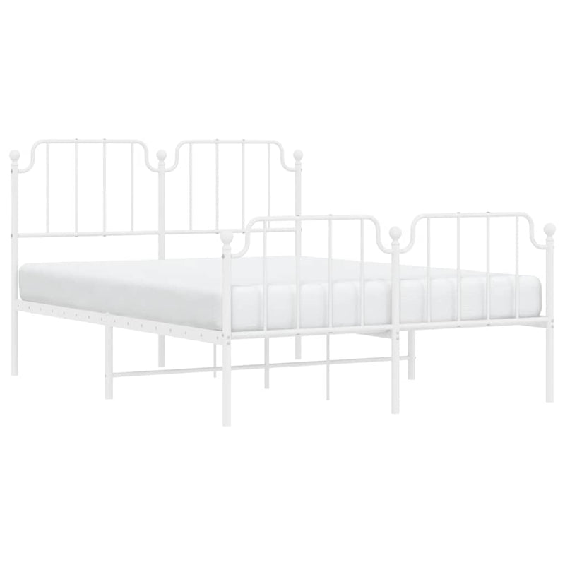 Metal Bed Frame without Mattress with Footboard White 135x190 cm