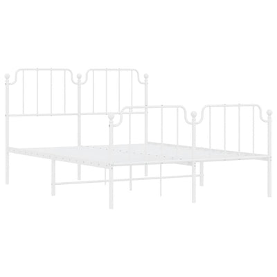 Metal Bed Frame with Headboard and Footboard White 135x190 cm