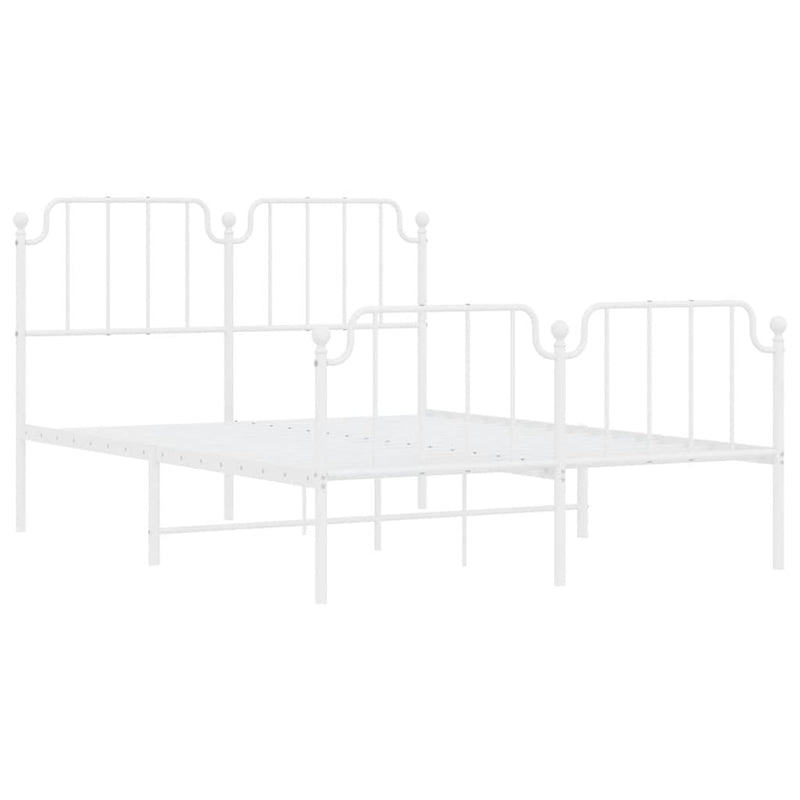 Metal Bed Frame without Mattress with Footboard White 135x190 cm