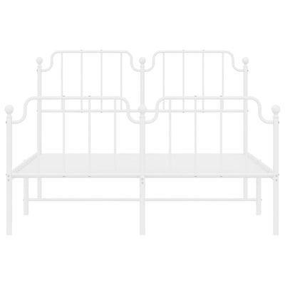 Metal Bed Frame without Mattress with Footboard White 135x190 cm