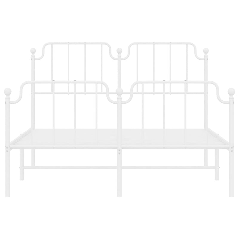 Metal Bed Frame with Headboard and Footboard White 135x190 cm