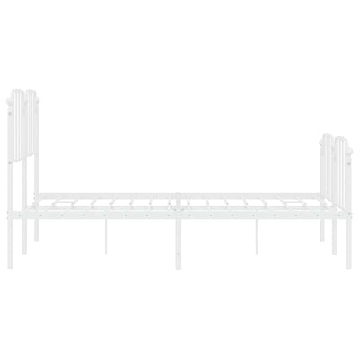 Metal Bed Frame without Mattress with Footboard White 135x190 cm