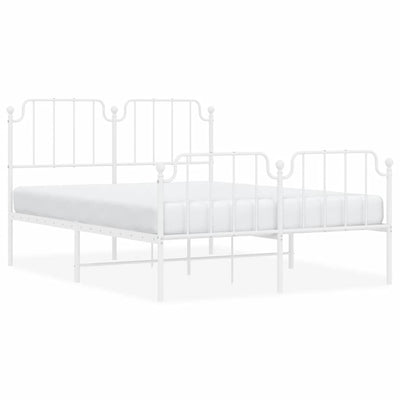 Metal Bed Frame without Mattress with Footboard White 150x200 cm