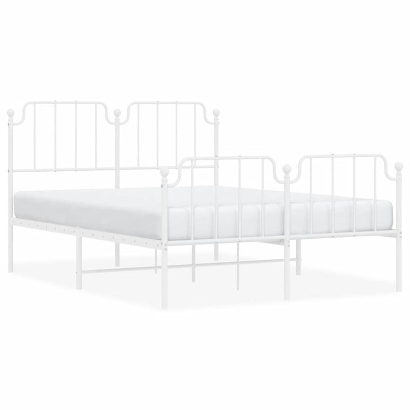 Metal Bed Frame without Mattress with Footboard White 150x200 cm