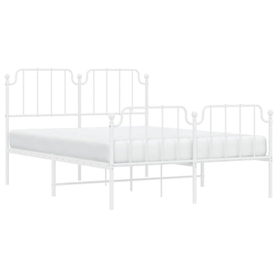 Metal Bed Frame without Mattress with Footboard White 150x200 cm