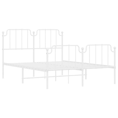 Metal Bed Frame without Mattress with Footboard White 150x200 cm