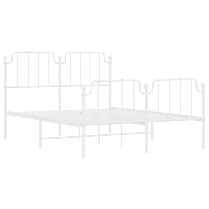 Metal Bed Frame without Mattress with Footboard White 150x200 cm