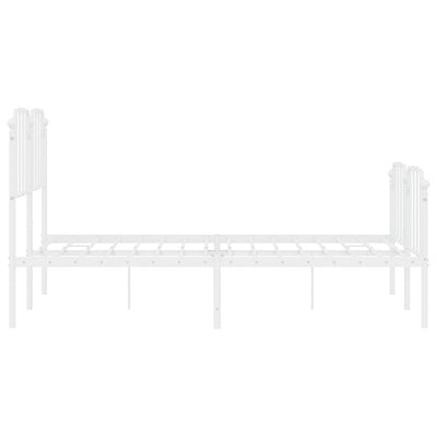 Metal Bed Frame without Mattress with Footboard White 150x200 cm